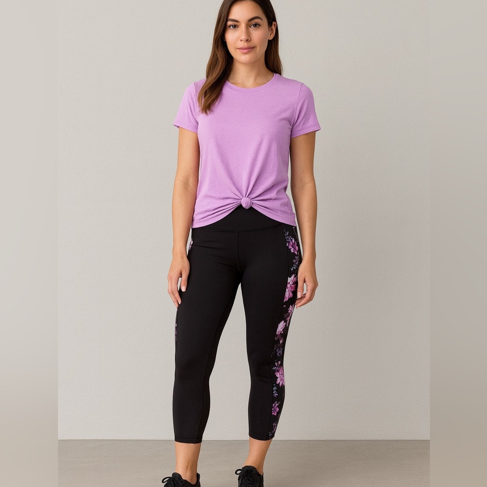 NWT… SKECHERS GOFLEX Activewear Set SIZE M Lila Knot Tee+Floral women’s Leggings